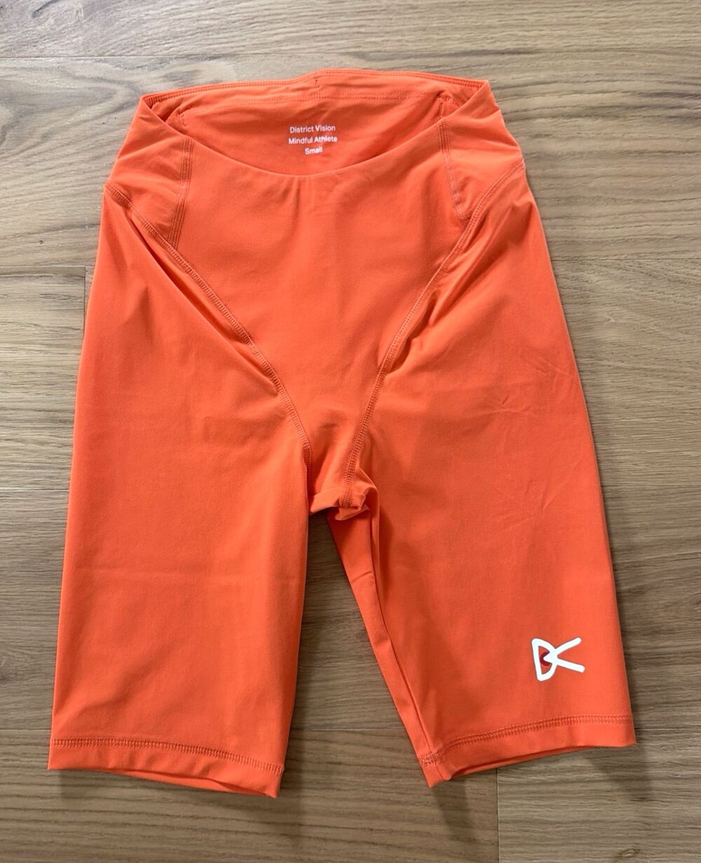 NWOT District Vision Women Maya Half Tights S Orange Running Cycling Gym Shorts